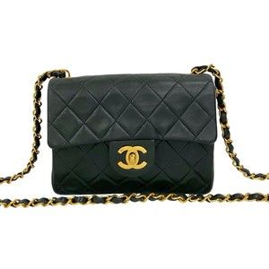 Seal No. 4 CHANEL Matelasse Coco Mark Lambskin Chain Shoulder Bag Black 73-10